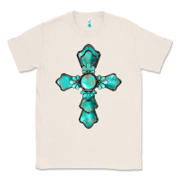 Natural western turquoise gemstone cross Classic Tee - BarkalooDesign
