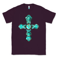 Plum western turquoise gemstone cross Classic Tee - BarkalooDesign