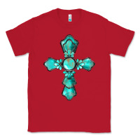 Red western turquoise gemstone cross Classic Tee - BarkalooDesign