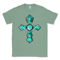 Sage western turquoise gemstone cross Classic Tee - BarkalooDesign