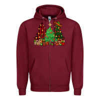 Burgundy Mexican Christmas trees Zipper Hoodie - NancyCooperArtShop