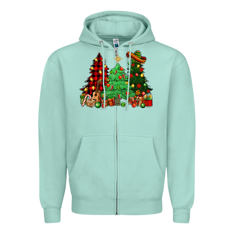 Mexican Christmas Trees Zipper Hoodie by NancyCooperArtShop | Teevron