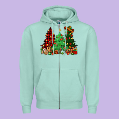Mexican Christmas Trees Zipper Hoodie Designed By Nancycooperartshop