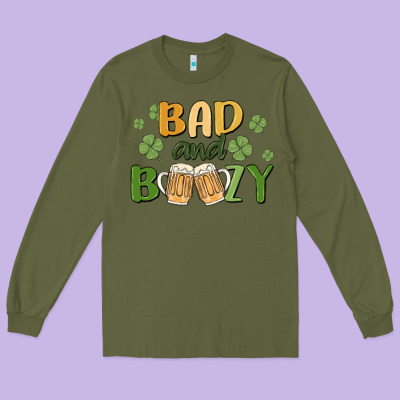 Bad And Boozy Long Sleeve Tee Designed By Maliassmallbusiness