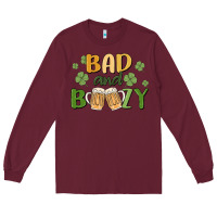 Burgundy bad and boozy Long Sleeve Tee - MaliasSmallBusiness
