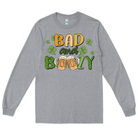 Heather Grey bad and boozy Long Sleeve Tee - MaliasSmallBusiness