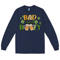 Navy bad and boozy Long Sleeve Tee - MaliasSmallBusiness