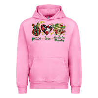 Fuchsia Pink Peace love dia de los muertos Mexico Urban Hoodie - HowdyJamesFarm