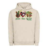 Pigment French Oak Peace love dia de los muertos Mexico Urban Hoodie - HowdyJamesFarm