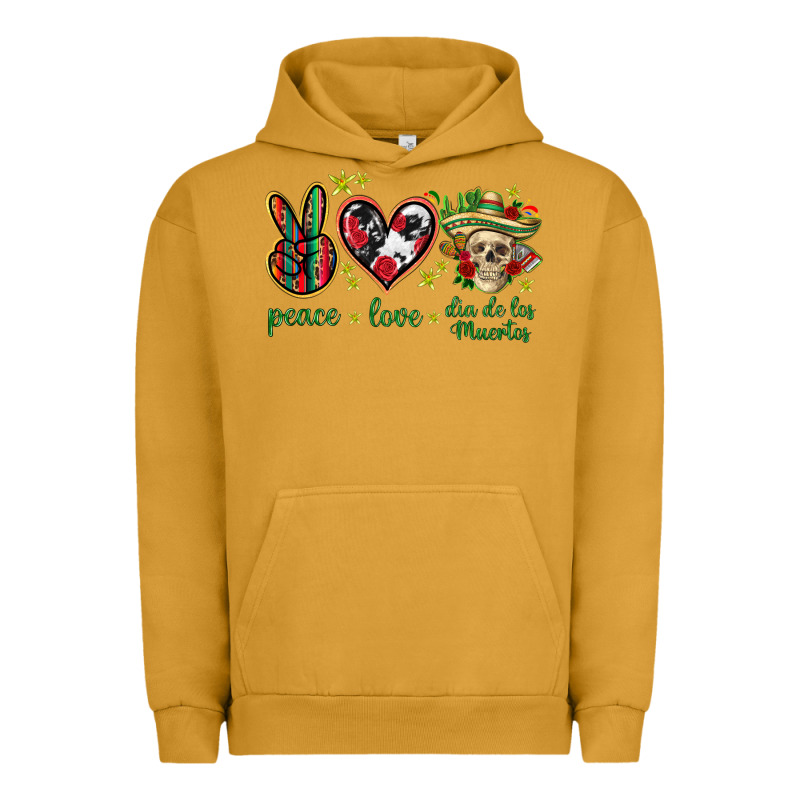 Peace Love Dia De Los Muertos Mexico Urban Hoodie by HowdyJamesFarm | Teevron
