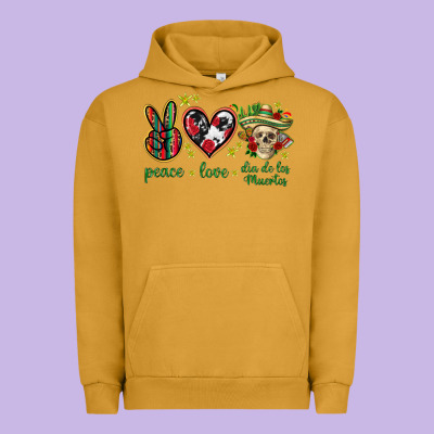 Peace Love Dia De Los Muertos Mexico Urban Hoodie Designed By Howdyjamesfarm