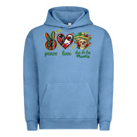 Pigment Pebble Blue Peace love dia de los muertos Mexico Urban Hoodie - HowdyJamesFarm