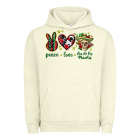 Pigment Pistachio Peace love dia de los muertos Mexico Urban Hoodie - HowdyJamesFarm