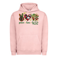 Pigment Salmon Peace love dia de los muertos Mexico Urban Hoodie - HowdyJamesFarm