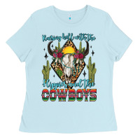 Baby Blue raising hell with the hippies and the cowboys Ladies Tee - Zillion Design Studio
