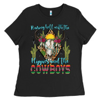 Black raising hell with the hippies and the cowboys Ladies Tee - Zillion Design Studio