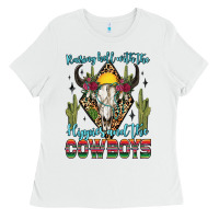 White raising hell with the hippies and the cowboys Ladies Tee - Zillion Design Studio