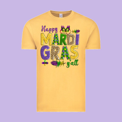 Happy Mardi Gras Y'all Vintage Tee Designed By Adodesignshop