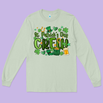 St.patrick's Day Crew Long Sleeve Tee Designed By Maliassmallbusiness