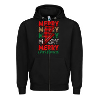 Black merry christmas lightning bolt Zipper Hoodie - MaliasSmallBusiness