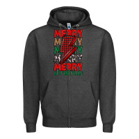 Charcoal Heather merry christmas lightning bolt Zipper Hoodie - MaliasSmallBusiness