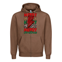 Chestnut merry christmas lightning bolt Zipper Hoodie - MaliasSmallBusiness