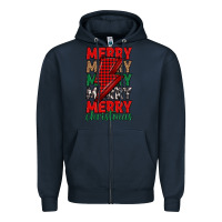 Navy merry christmas lightning bolt Zipper Hoodie - MaliasSmallBusiness
