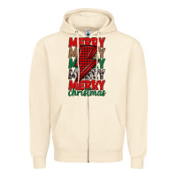 Sandshell merry christmas lightning bolt Zipper Hoodie - MaliasSmallBusiness