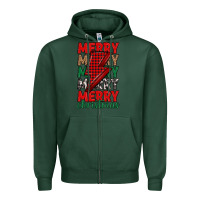 Sports Green merry christmas lightning bolt Zipper Hoodie - MaliasSmallBusiness