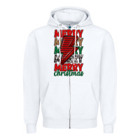 White merry christmas lightning bolt Zipper Hoodie - MaliasSmallBusiness