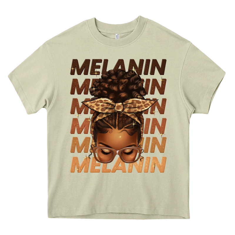 Melanin Afro Messy Bun Heavy Core Tee by texasbilliewilder | Teevron
