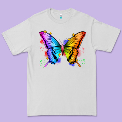 Rainbow Butterfly Premium Tee Designed By Zillion Design Studio