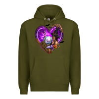 Army Green Halloween Heart with Witch Premium Hoodie - texasbilliewilder