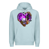 Blue Mist Halloween Heart with Witch Premium Hoodie - texasbilliewilder