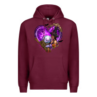 Burgundy Halloween Heart with Witch Premium Hoodie - texasbilliewilder