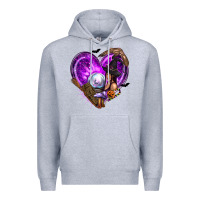 Heather Grey Halloween Heart with Witch Premium Hoodie - texasbilliewilder