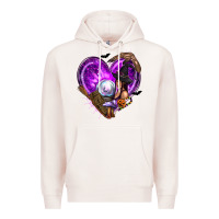 Pale Pink Halloween Heart with Witch Premium Hoodie - texasbilliewilder