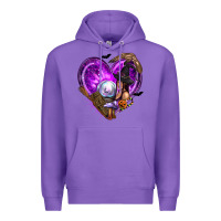 Purple Halloween Heart with Witch Premium Hoodie - texasbilliewilder