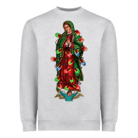 Heather Grey our lady of Guadalupe Christmas Heavyweight Sweatshirt - Jasminsmagicworld