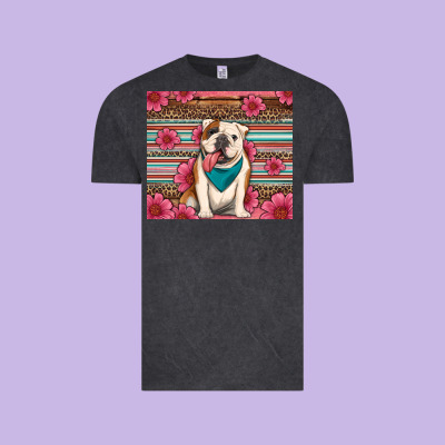 British Bulldog Floral Serape Tumbler Vintage Tee Designed By Artiststas