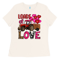 Bone valentine's day loads of love tractor with pin heart balloons Ladies Tee - RanaPortraitStore