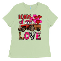 Matcha valentine's day loads of love tractor with pin heart balloons Ladies Tee - RanaPortraitStore