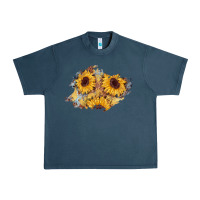 Midnight Navy sunflower glitter leather patch Urban Heavy Tee - AdoDesignShop