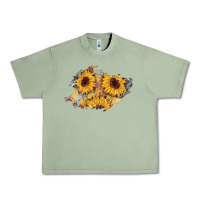 Oil Green sunflower glitter leather patch Urban Heavy Tee - AdoDesignShop