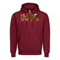 Burgundy Personalized Christmas Themed Zipper Hoodie - NancyCooperArtShop