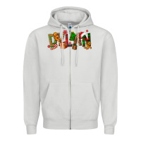 Dove Grey Personalized Christmas Themed Zipper Hoodie - NancyCooperArtShop