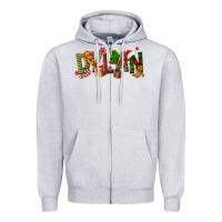 Heather Grey Personalized Christmas Themed Zipper Hoodie - NancyCooperArtShop