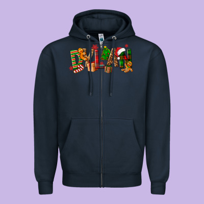 Personalized Christmas Themed Zipper Hoodie Designed By Nancycooperartshop