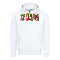 White Personalized Christmas Themed Zipper Hoodie - NancyCooperArtShop