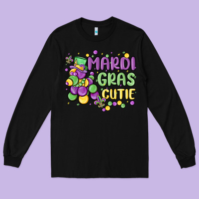 Mardi Gras Cutie Long Sleeve Tee Designed By Maliassmallbusiness